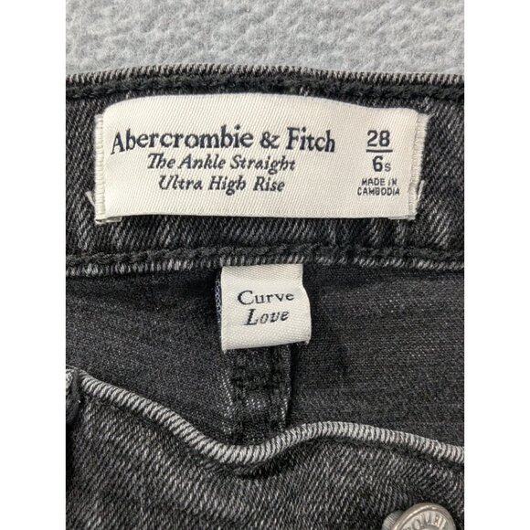 Abercrombie Fitch Jeans Womens Size 28 Black Ankle Straight High Rise Distressed - Picture 14 of 15